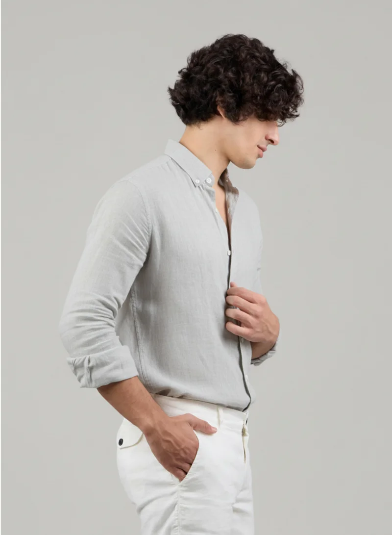 Just Nature Grey 100% Linen Classic Fit Shirt for Men | Best Price UAE